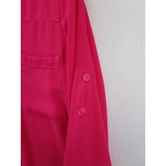 Express Top XS Portofino Shirt Button Down Career Pockets Roll Tab - Picture 4 of 12